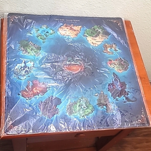 YEE-HAW GAMEVERSE BLUE GAME RANCH WORLD MAP MOUSEPAD SIZE 17 X18 - Picture 1 of 6